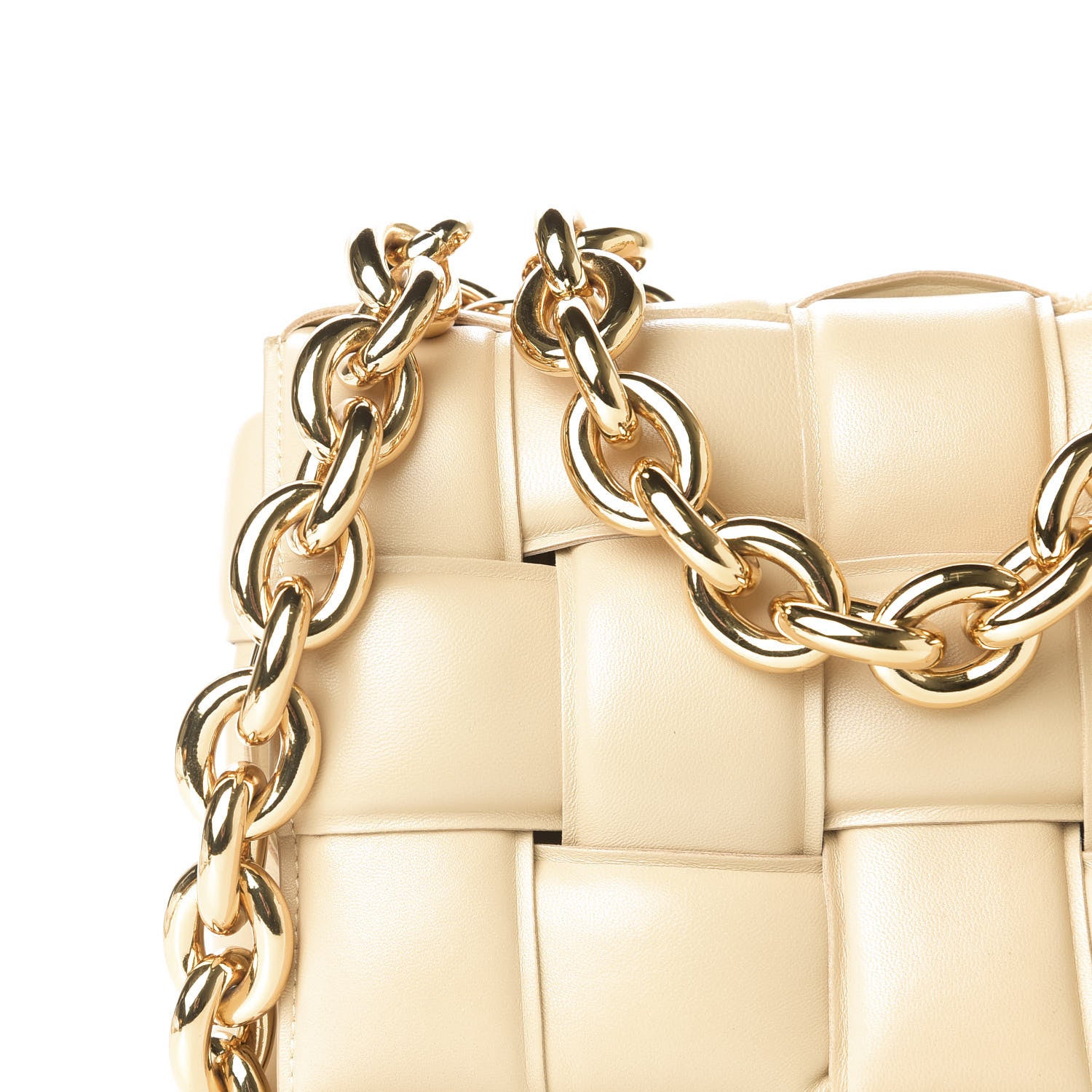 Bottega Veneta Lambskin Maxi Intreccio Padded Chain Cassette Crossbody Bag Porridge 9 of 10