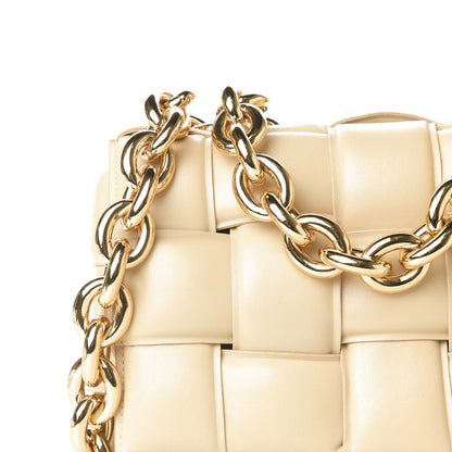 Bottega Veneta Lambskin Maxi Intreccio Padded Chain Cassette Crossbody Bag Porridge 9 of 10