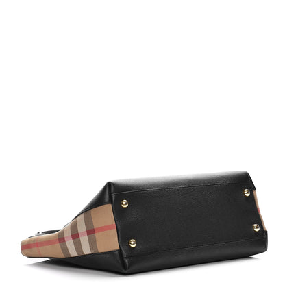 Burberry Derby Calfskin House Check Medium Welburn Tote Black 4 of 14
