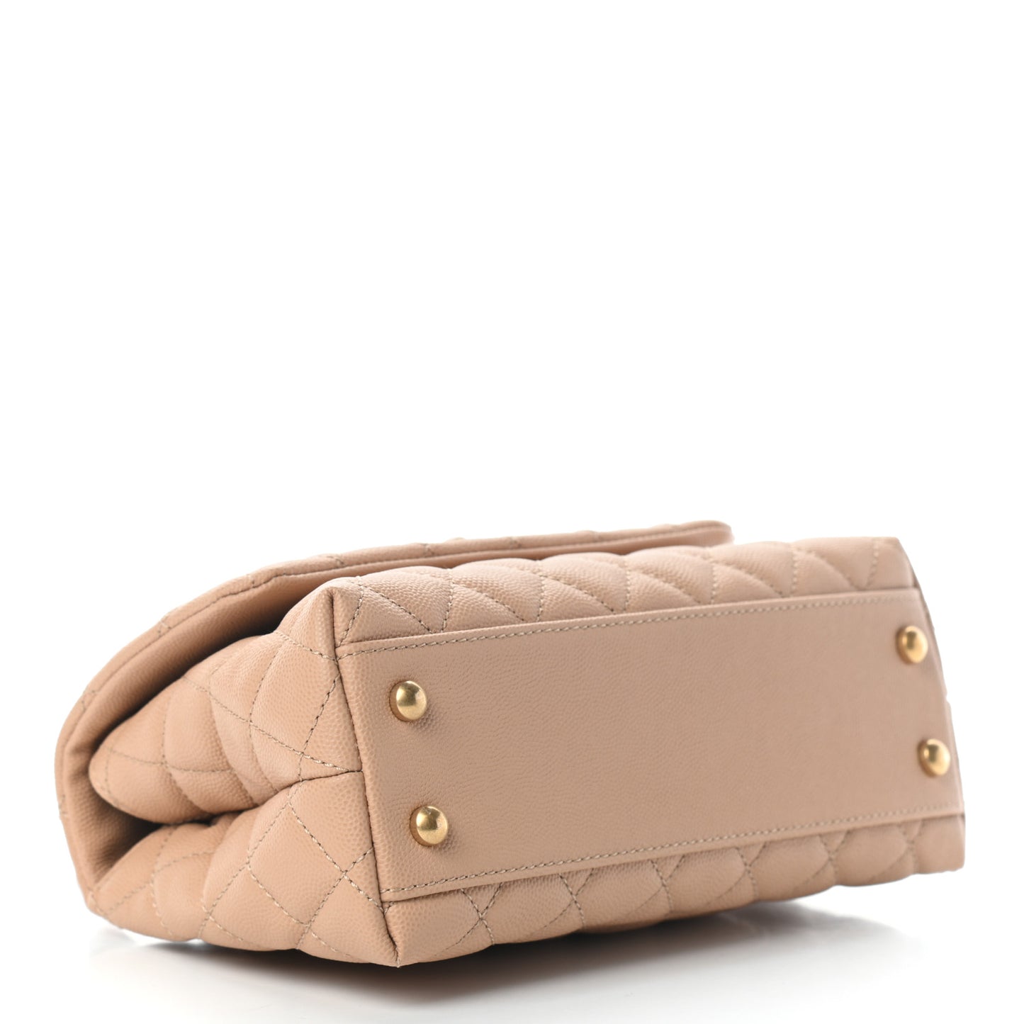 Caviar Lizard Embossed Quilted Mini Coco Handle Flap Beige