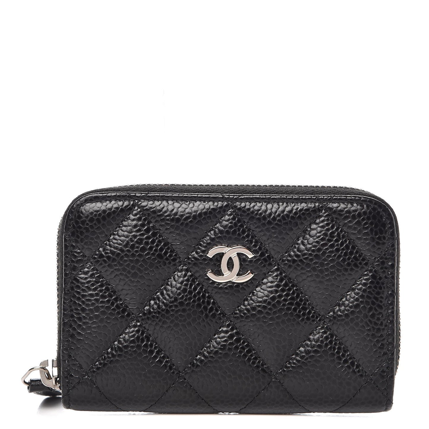 Caviar Quilted Zip Coin Purse Black
