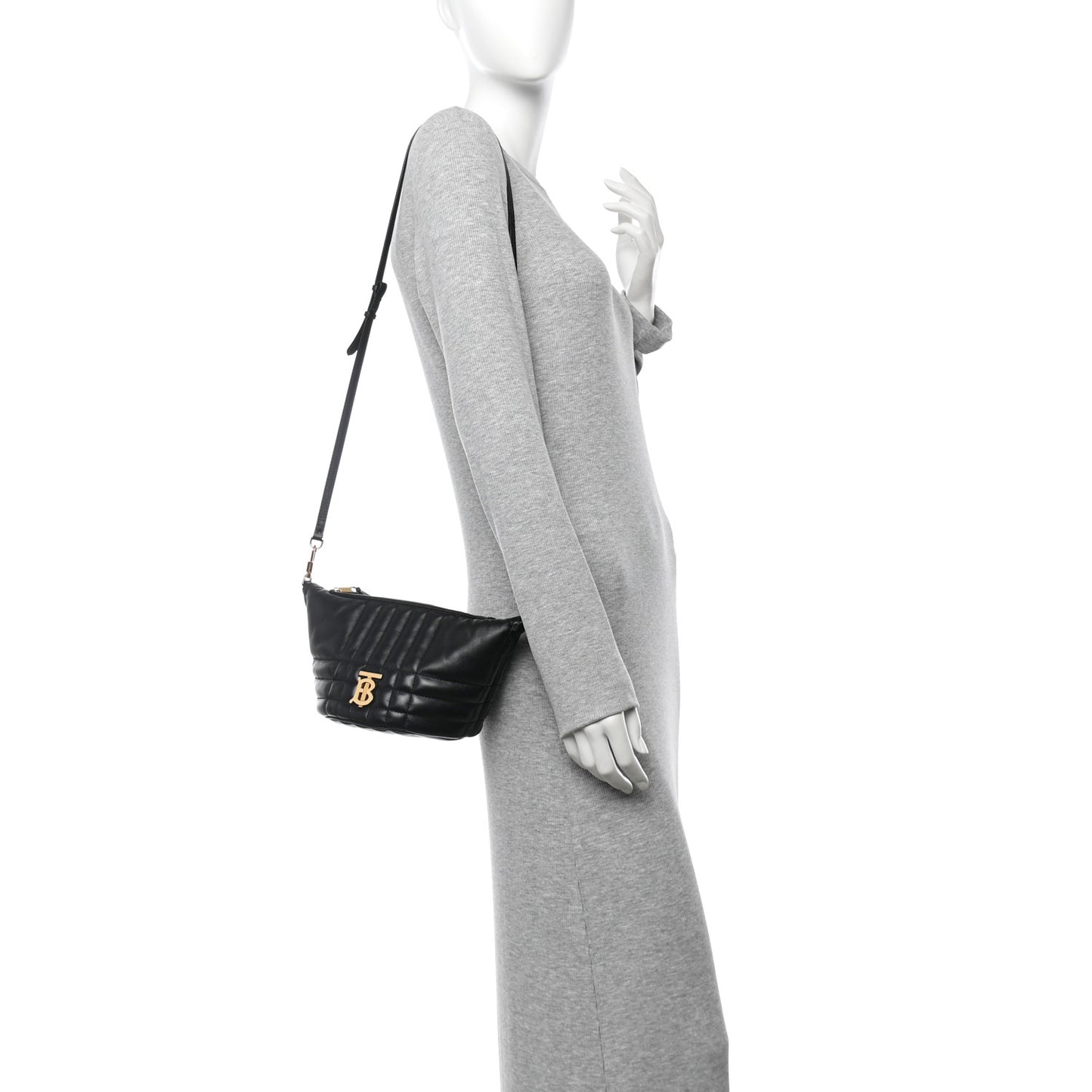 Lambskin Quilted Small Crescent Lola Bag Black