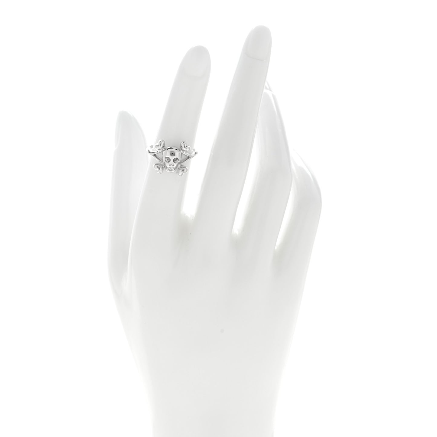18K White Gold Diamond Tete de Mort Ring 50 5.25