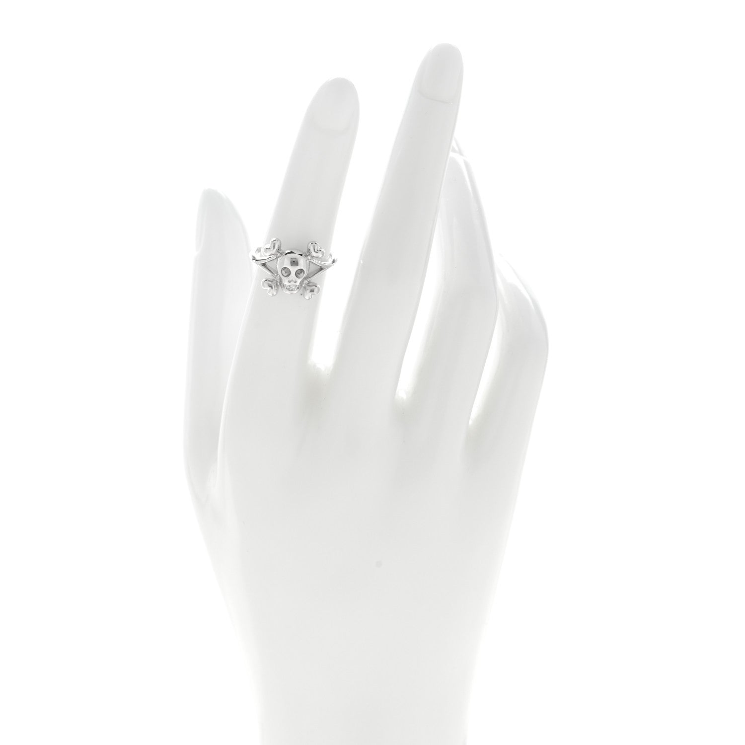 Christian Dior 18K White Gold Diamond Tete de Mort Ring 50 5.25 2 of 4