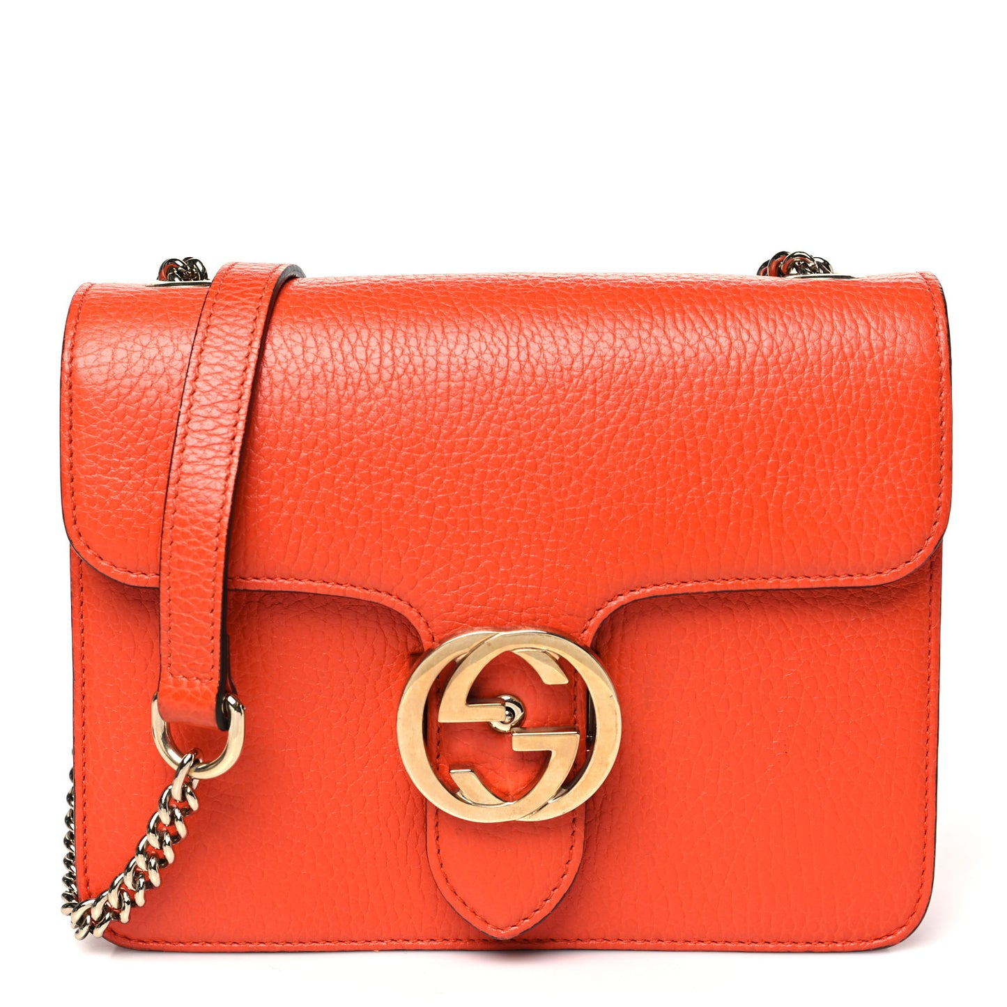 Dollar Calfskin Small Interlocking G Shoulder Bag Sun Orange