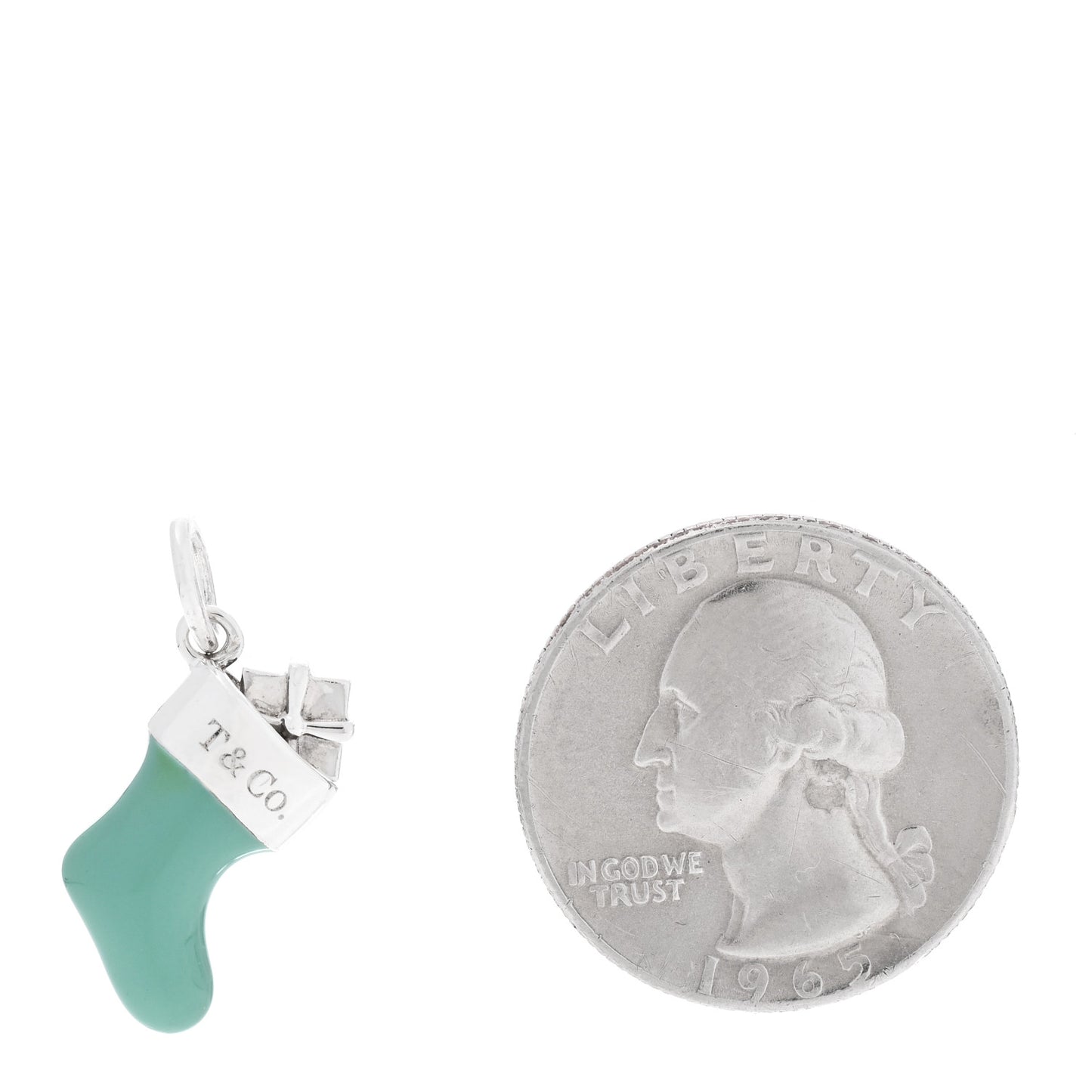 Sterling Silver Enamel Stocking Charm Blue