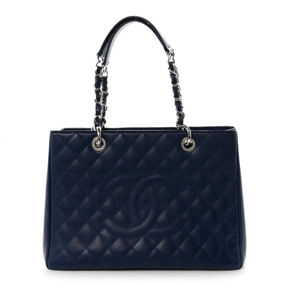 Chanel Caviar Quilted Grand Shopping Tote GST Dark Navy Blue 1 of 11