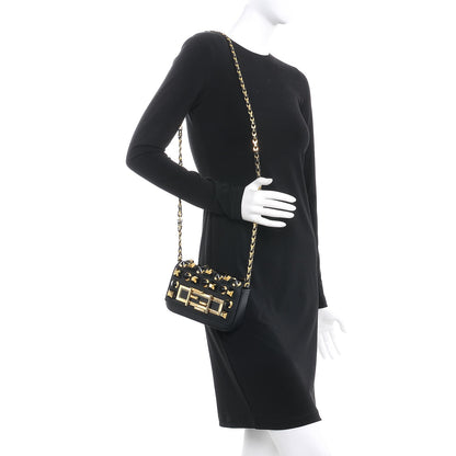 Fendi Vitello Dolce Studded Mini 3Baguette Shoulder Bag Black Gold 2 of 6