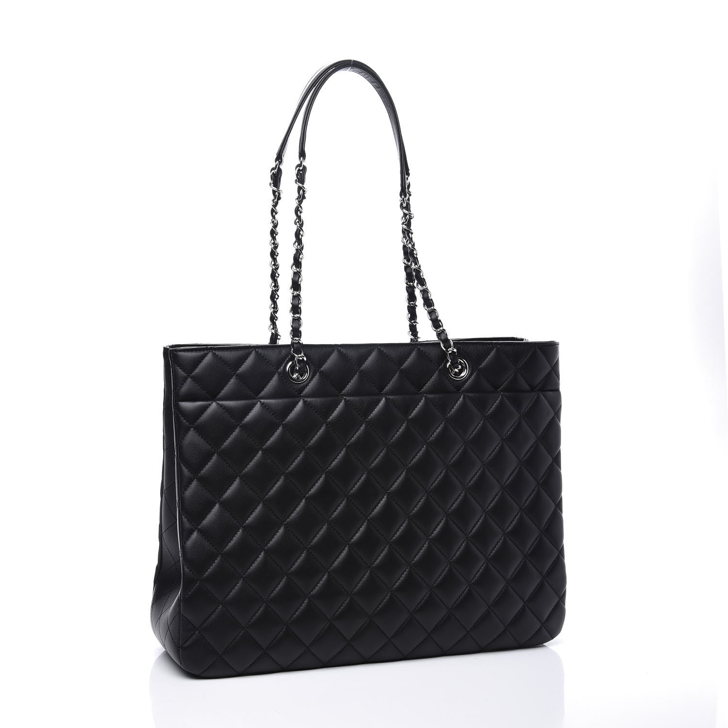 Chanel Calfskin Quilted Large CC Shopping Tote Black 2 of 11