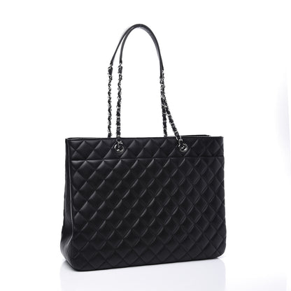 Chanel Calfskin Quilted Large CC Shopping Tote Black 2 of 11