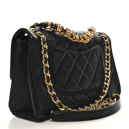 Chanel Lambskin Quilted Chaine Lettre Flap Black 2 of 11