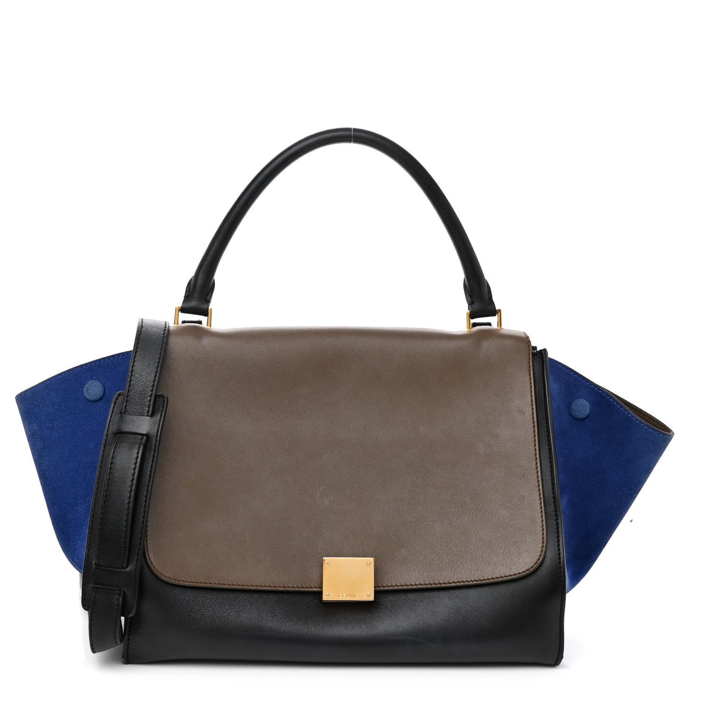 Calfskin and Suede Large Trapeze Tri-Color Cobalt