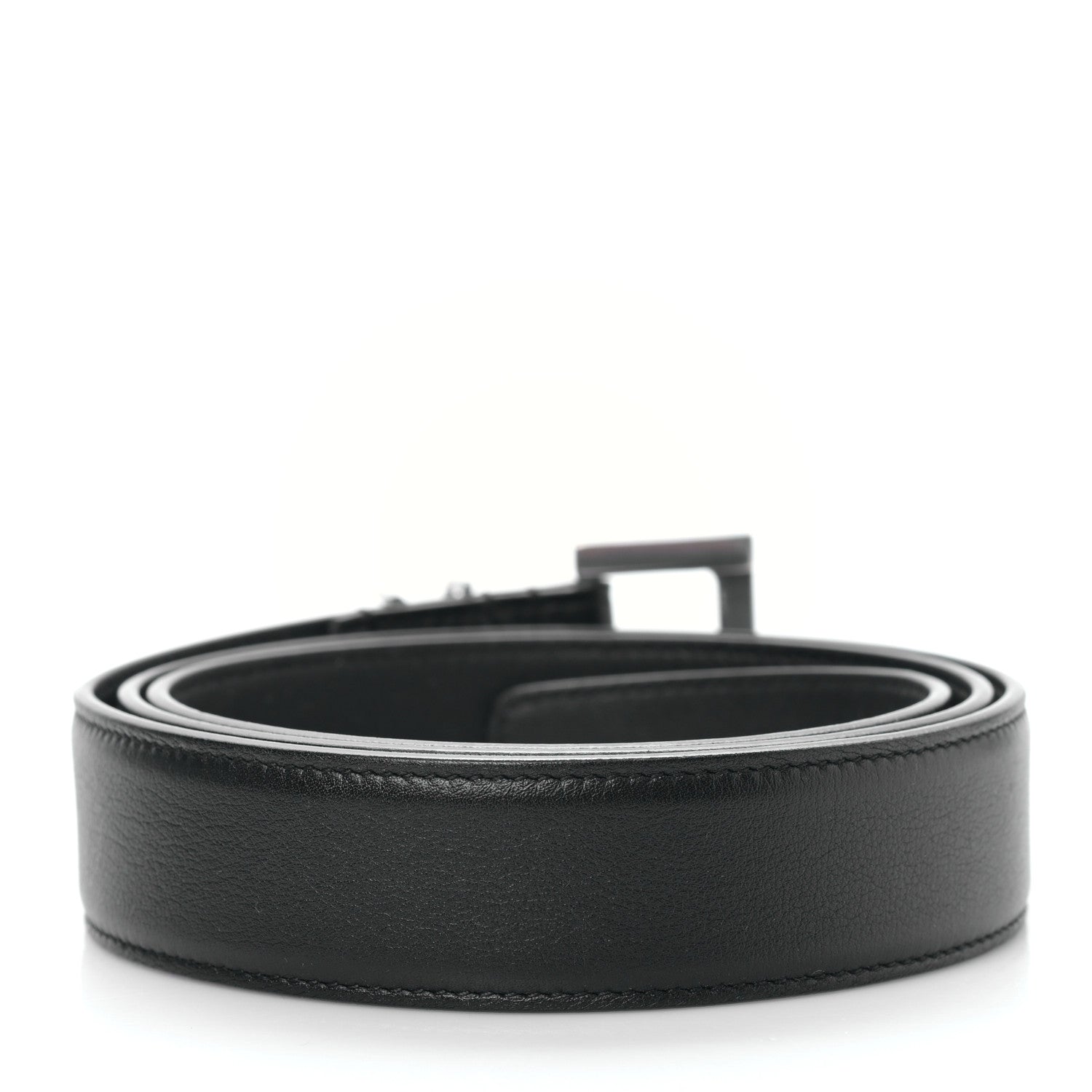 Saint Laurent Smooth Calfskin Monogram Square Buckle Belt 90 36 Black 2 of 5