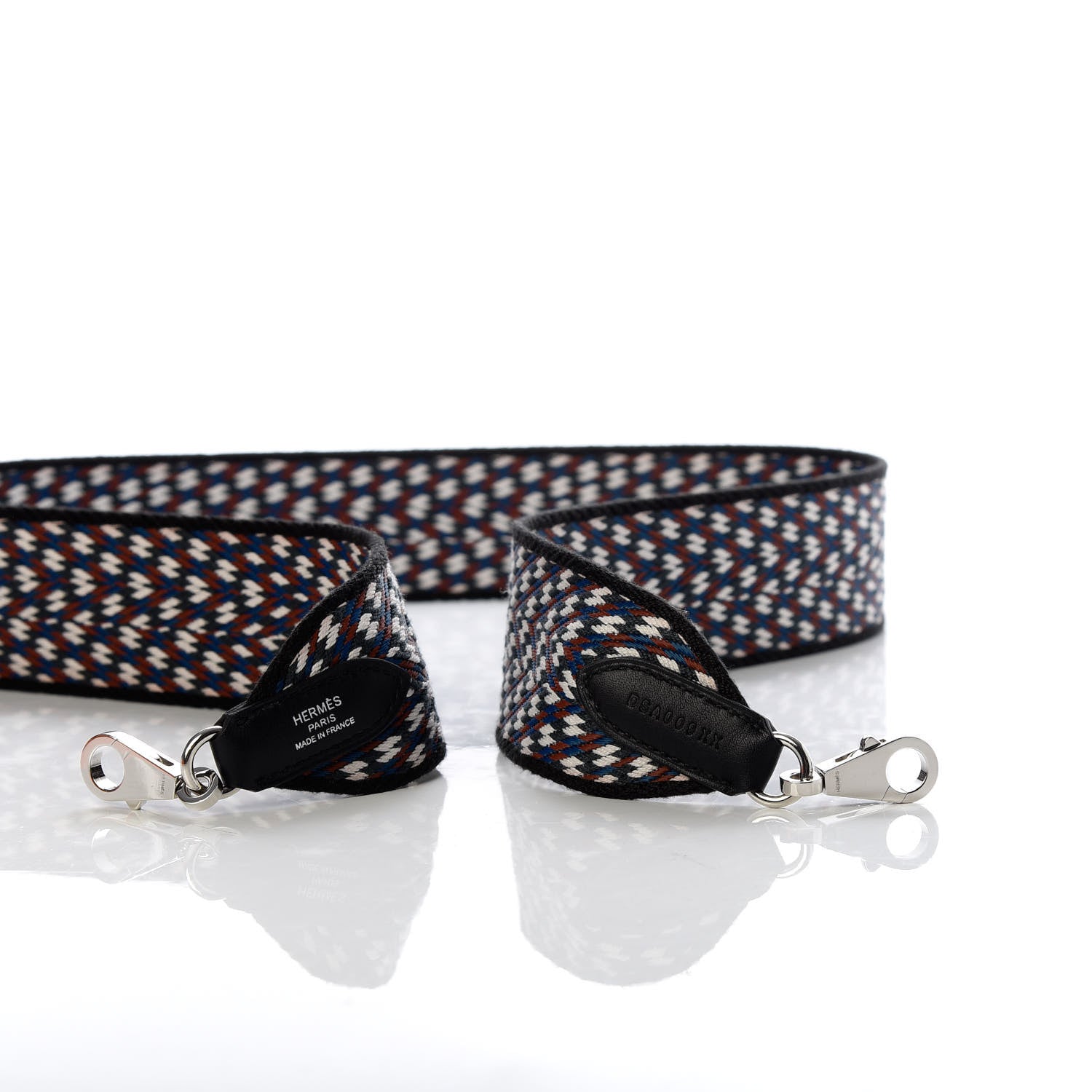 Hermes Toile Swift 50mm Sangle ZigZag Shoulder Strap Black White Deep Blue 3 of 4