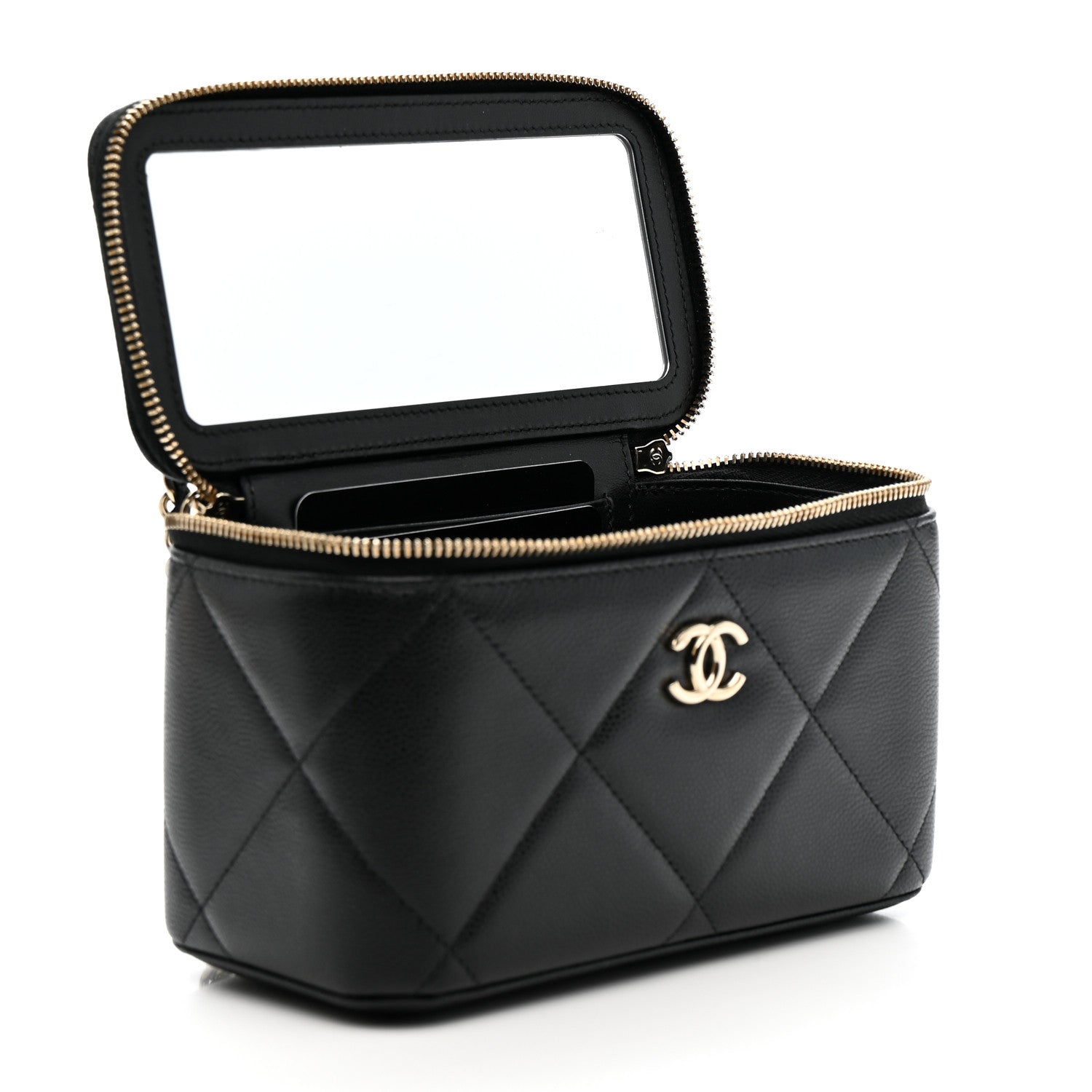 Chanel Caviar Quilted Top Handle Long Vanity Black 5 of 12