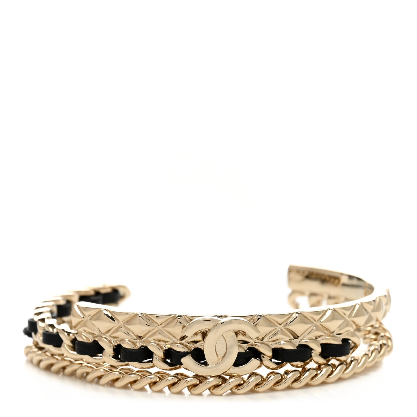 Metal Lambskin CC Turnlock Chain Bracelet