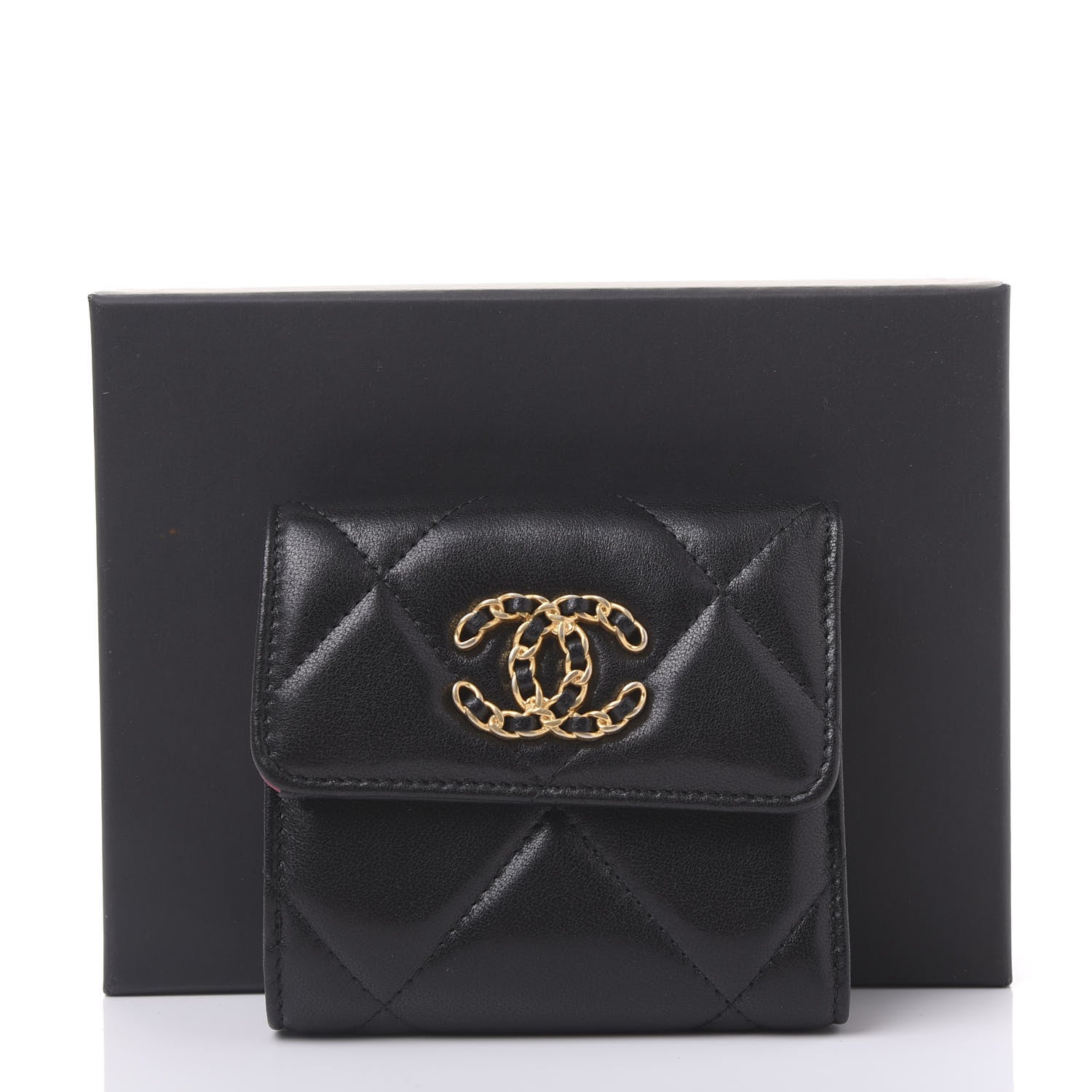Chanel Lambskin Quilted 19 Small Flap Wallet Black 11 of 11