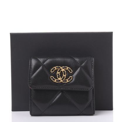 Chanel Lambskin Quilted 19 Small Flap Wallet Black 11 of 11