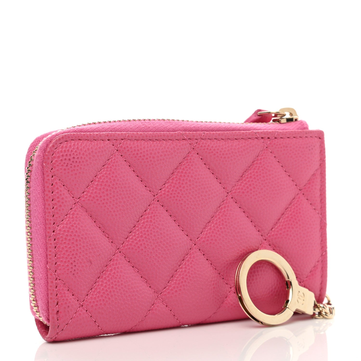 Chanel Caviar Quilted Zipped Key Holder Case Pink 3 of 8