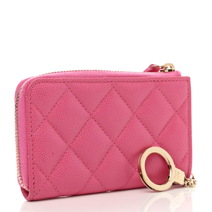 Chanel Caviar Quilted Zipped Key Holder Case Pink 3 of 8