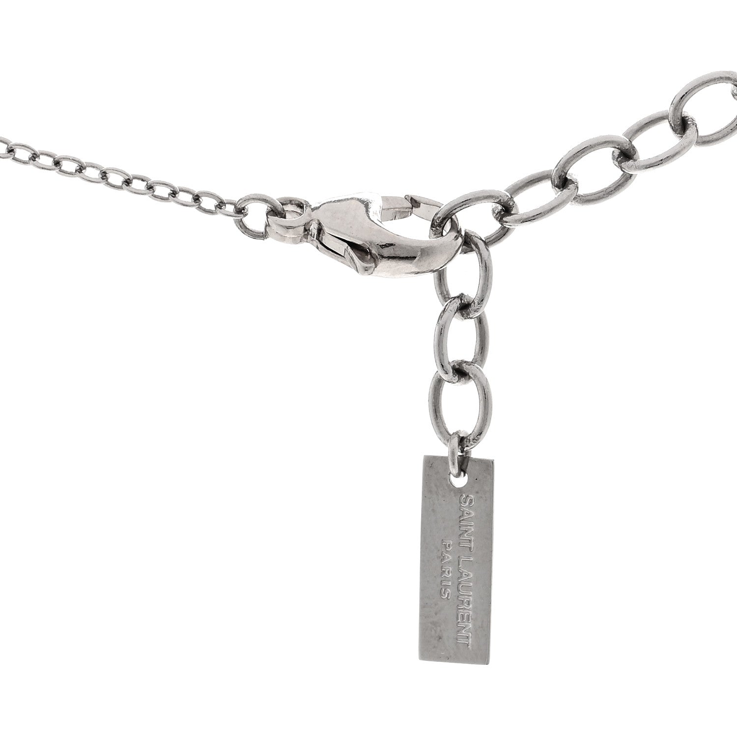 Saint Laurent Metal Crystal Sim Key Pendant Necklace Silver 5 of 6
