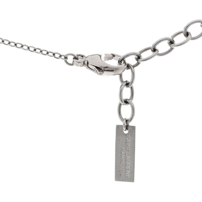 Saint Laurent Metal Crystal Sim Key Pendant Necklace Silver 5 of 6