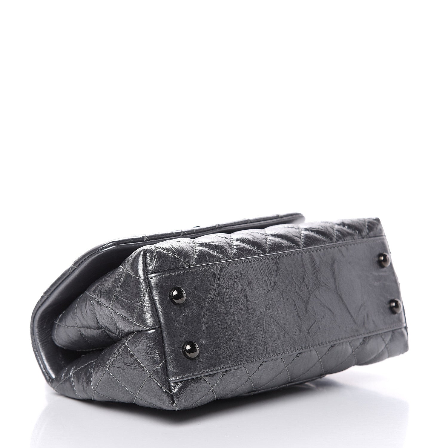 Chanel Metallic Aged Calfskin Quilted Mini Coco Handle Flap Charcoal 4 of 10