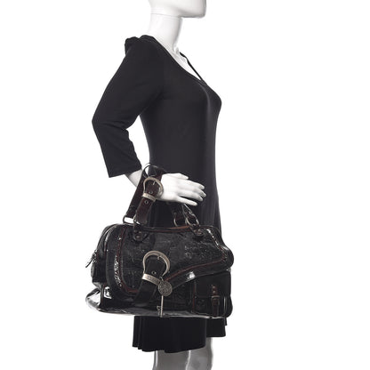 Christian Dior Patent Crocodile Embossed Medium Gaucho Double Saddle Bag Dark Brown 2 of 10