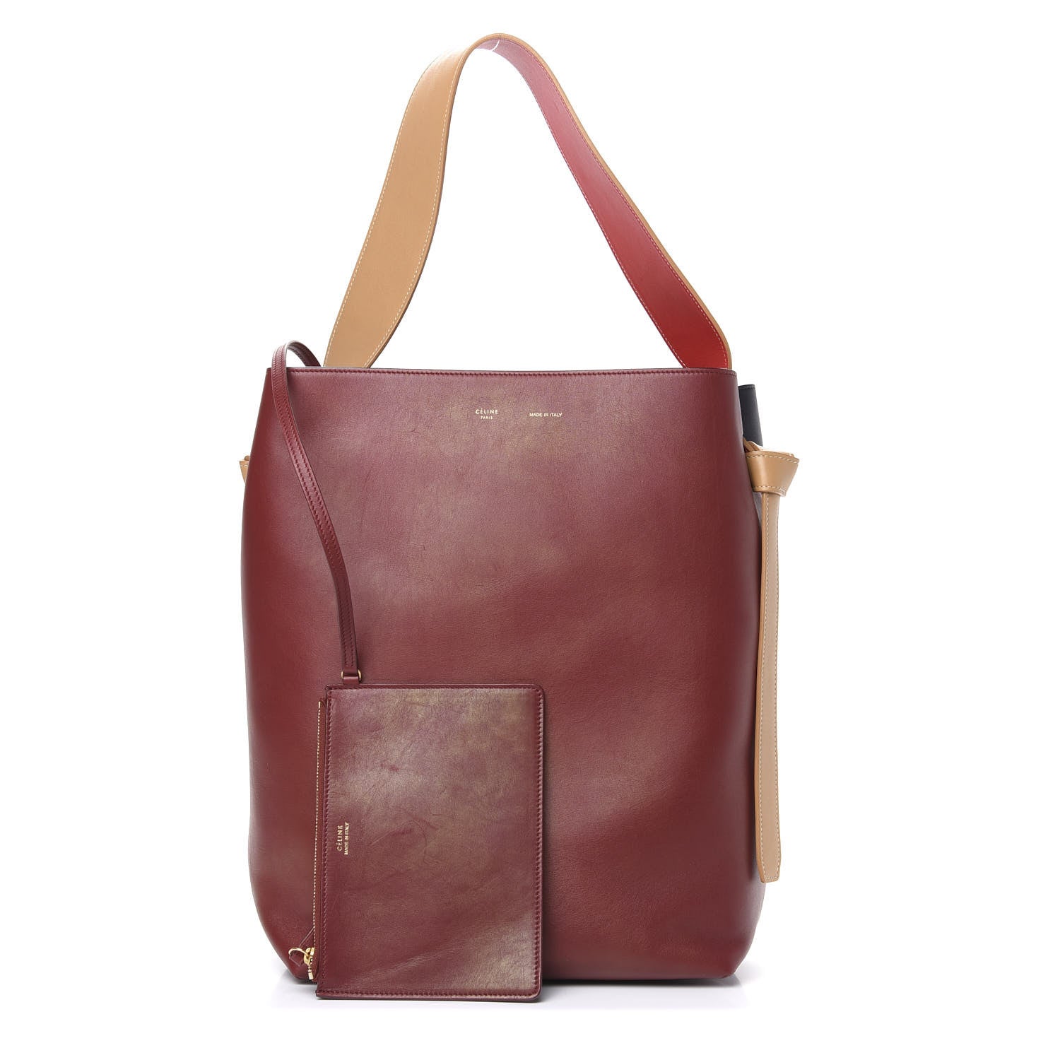 Celine Shiny Smooth Calfskin Small Twisted Cabas Dark Ruby Navy 1 of 9
