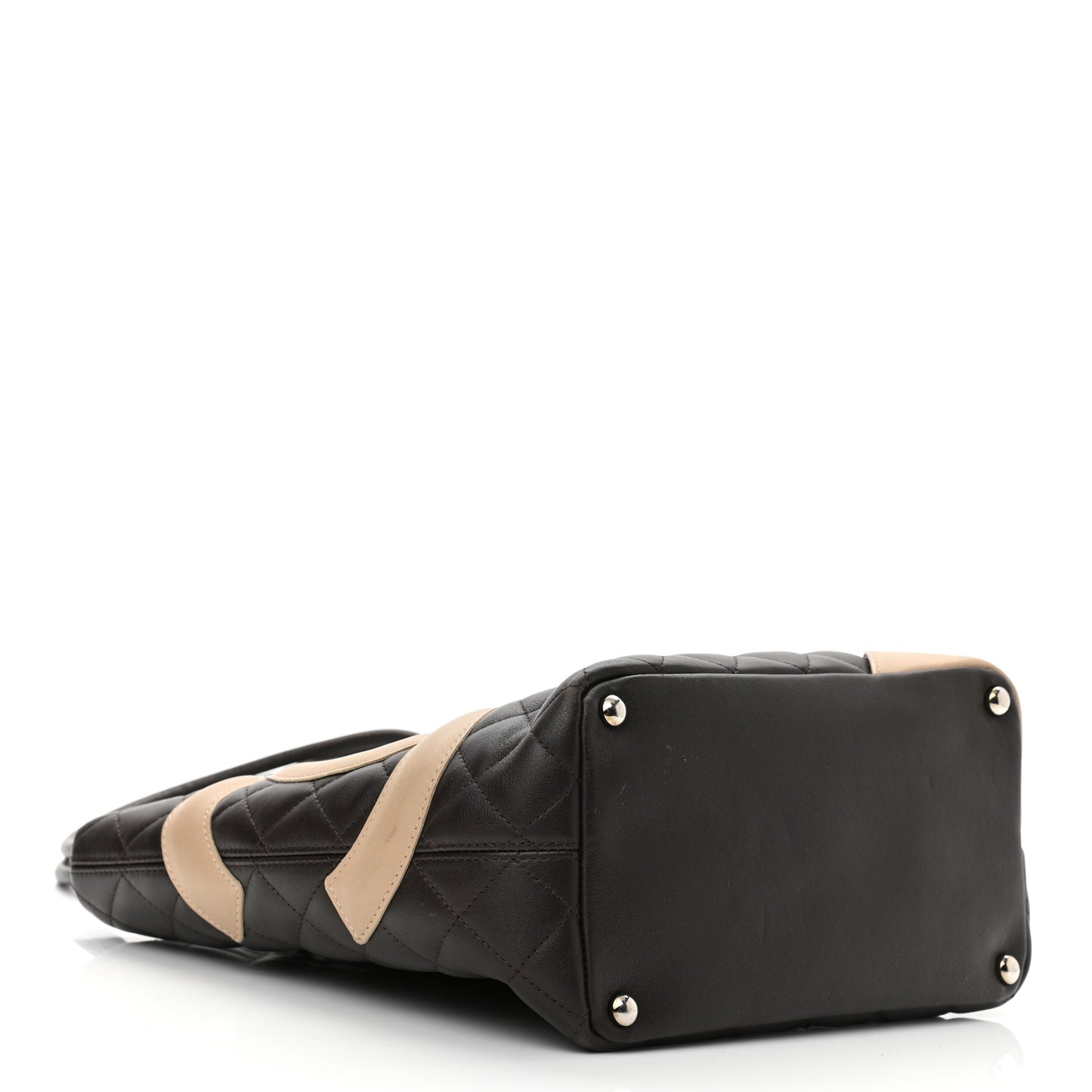 Calfskin Quilted Medium Cambon Tote Black White
