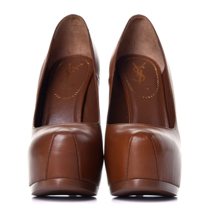 Saint Laurent Calfskin Tribtoo 105 Platform Pumps 38.5 Brown 2 of 9
