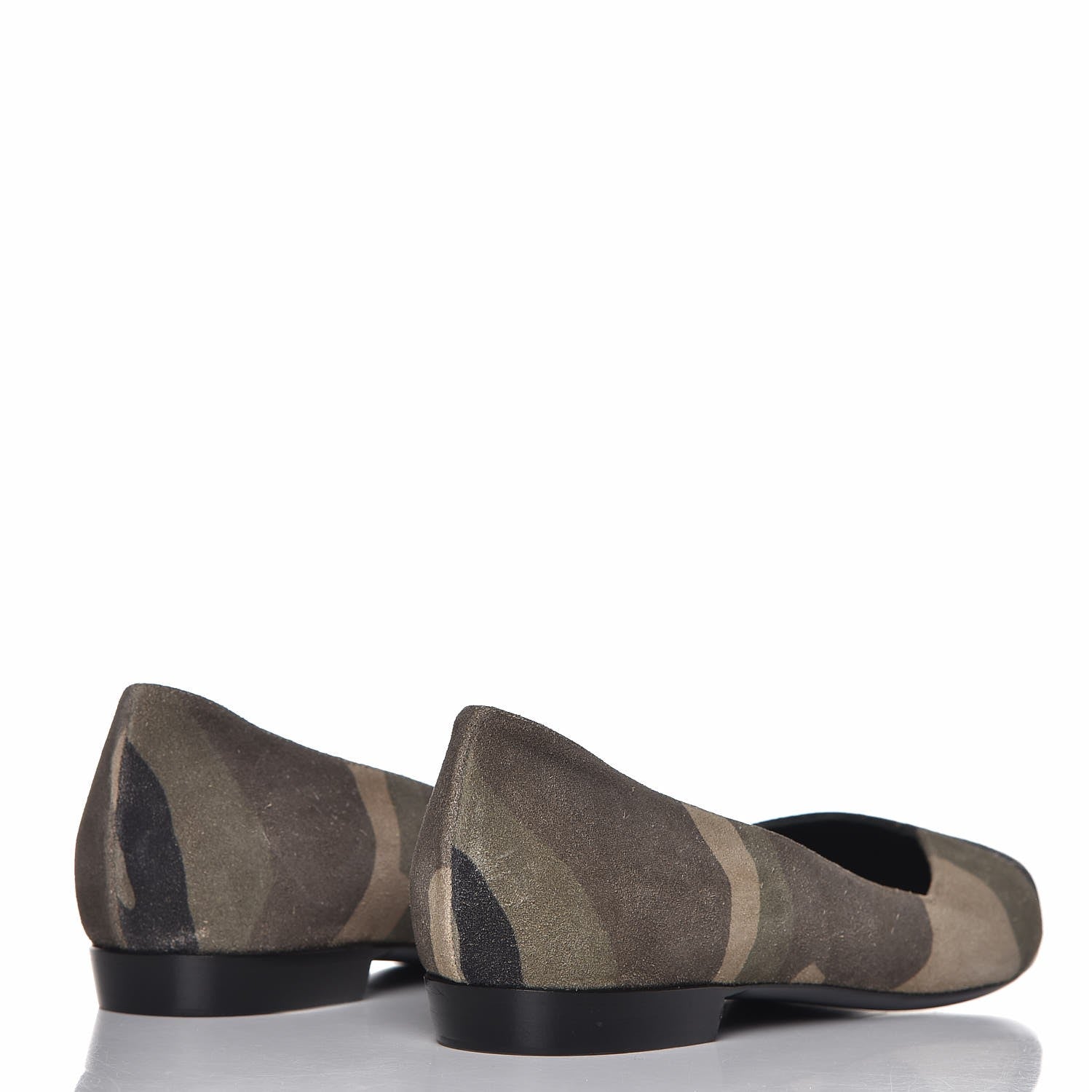 Saint Laurent Suede Camouflage Print Paris 10 Decolete Ballerina Flats 36 Green 4 of 16