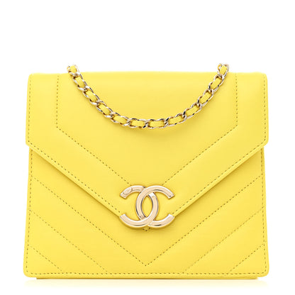 Chanel Calfskin Quilted Chevron Small Envelope Flap Yellow 1 of 12