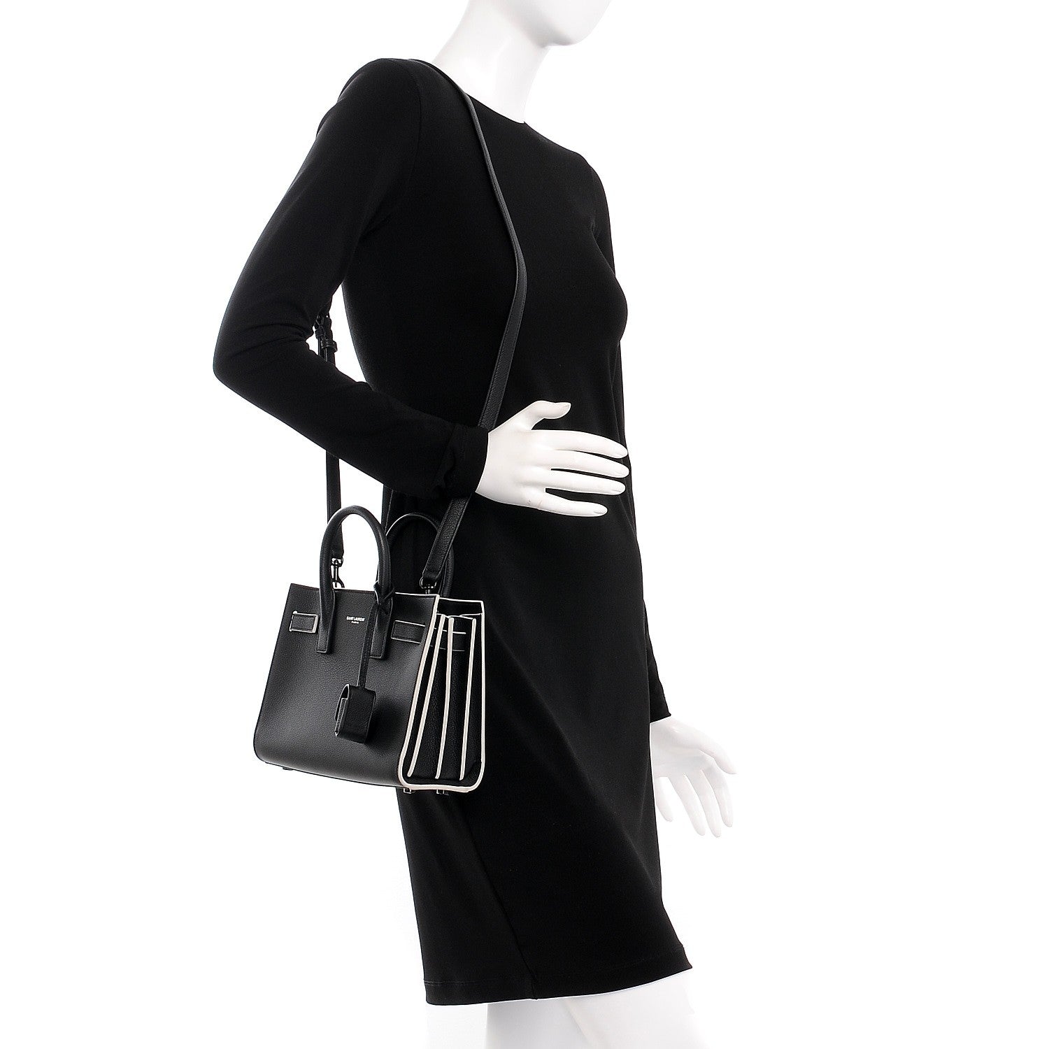 Saint Laurent Grained Calfskin Nano Sac De Jour Black White 2 of 8