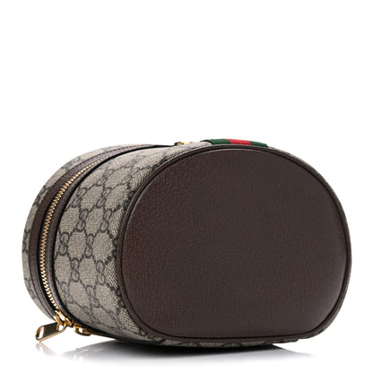 Gucci GG Supreme Monogram Textured Calfskin Web Ophidia Vanity Cosmetic Case Beige Ebony New Acero 4 of 11