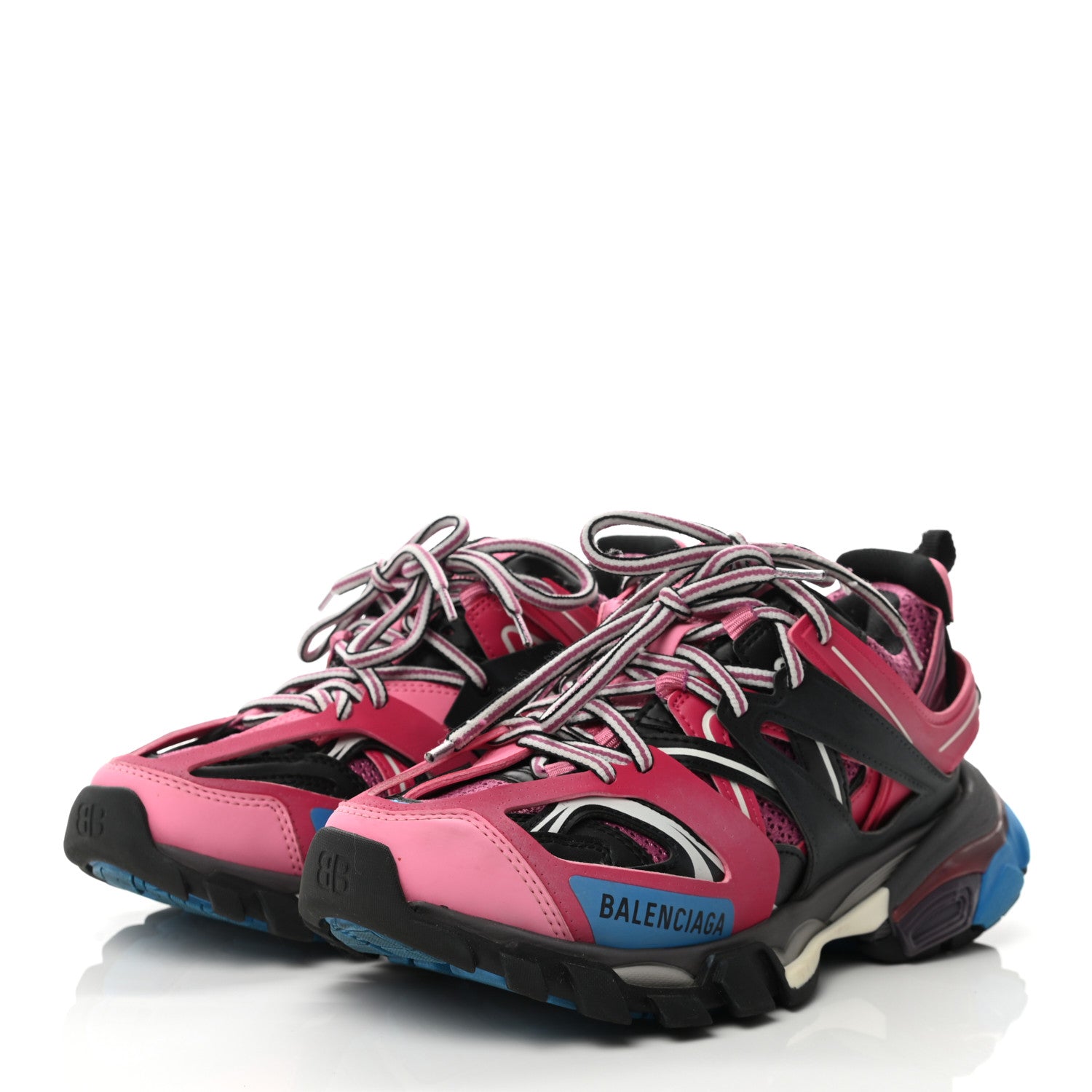 Balenciaga Mesh Nylon Metallic Fabric Womens Track Sneakers 36 Pink Blue 3 of 11
