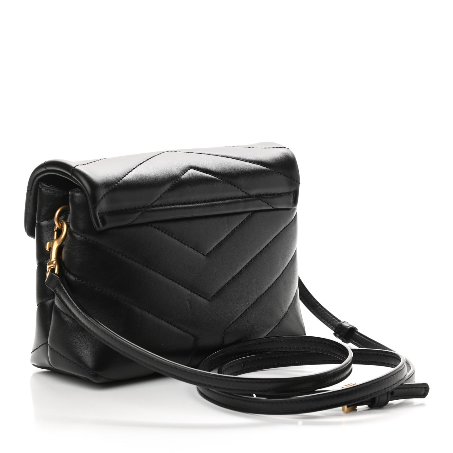 Calfskin Y Quilted Monogram Toy Loulou Crossbody Bag Black
