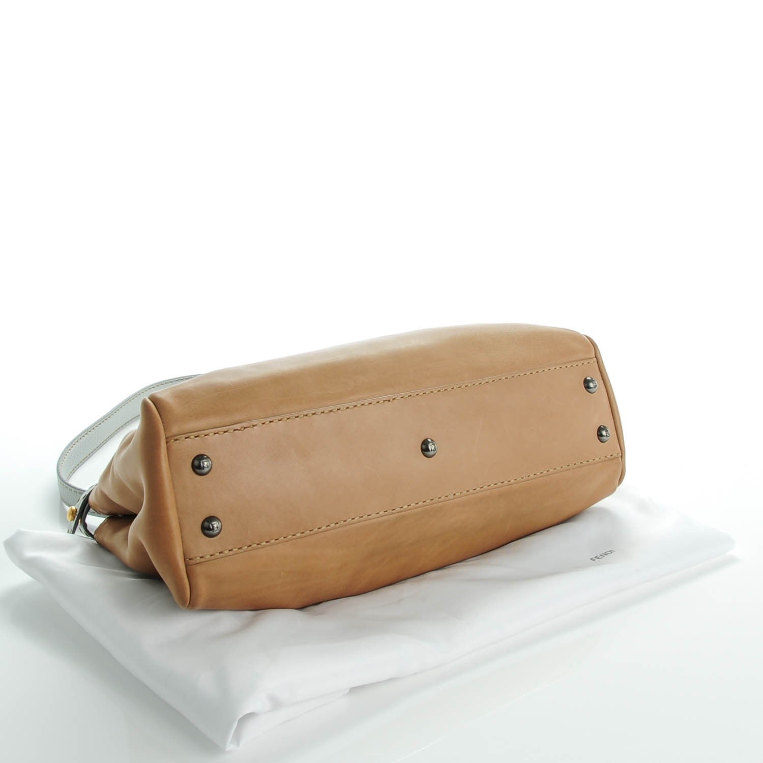 Fendi Vitello Saddle Cuoio Romano Selleria Medium Peekaboo Iconic Satchel Fango Acqua 4 of 10