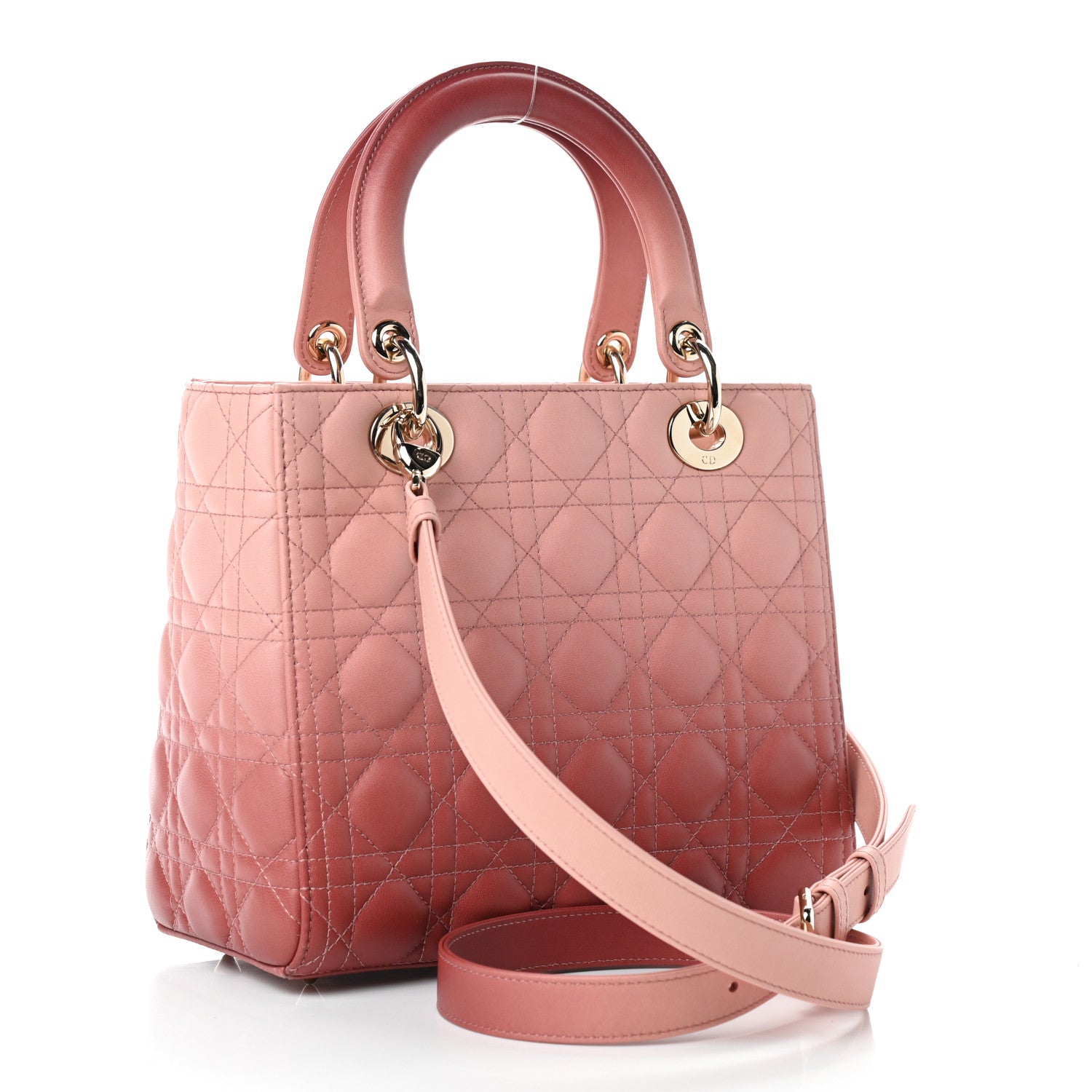 Christian Dior Lambskin Cannage Gradient Medium Lady Dior Pink 3 of 9