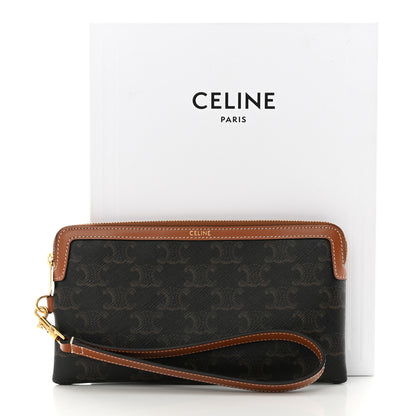 Celine Triomphe Calfskin Long Pouch With Strap Tan 9 of 9