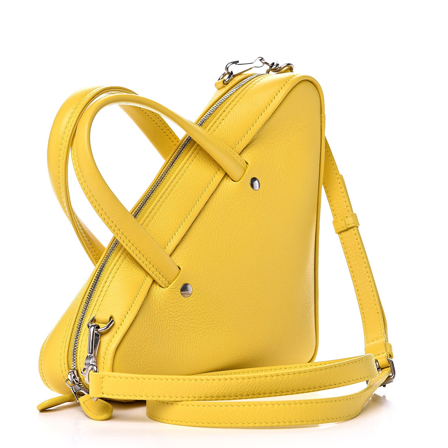 Shiny Day Calfskin Logo XS Triangle Duffle Jaune Black