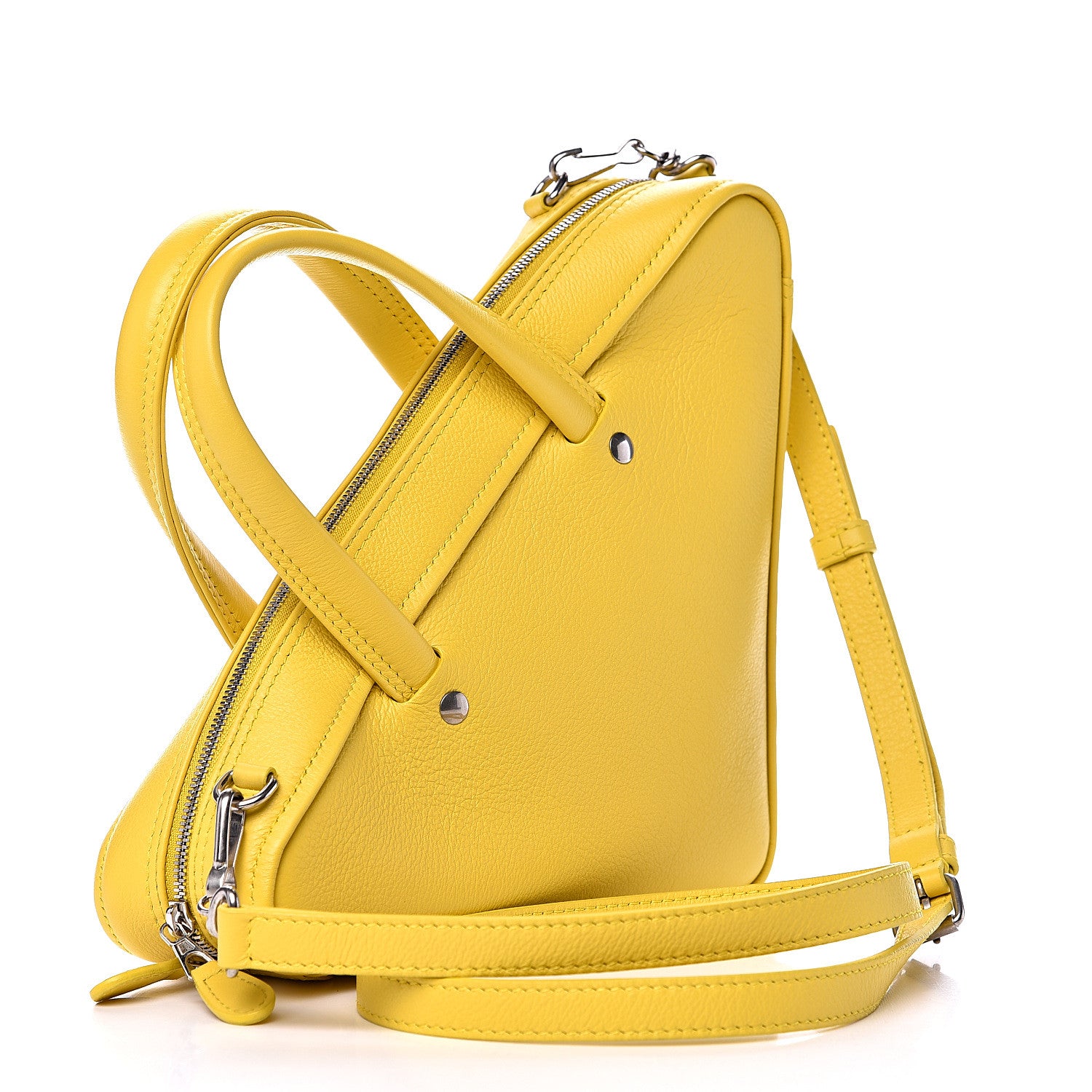 Balenciaga Shiny Day Calfskin Logo XS Triangle Duffle Jaune Black 2 of 9