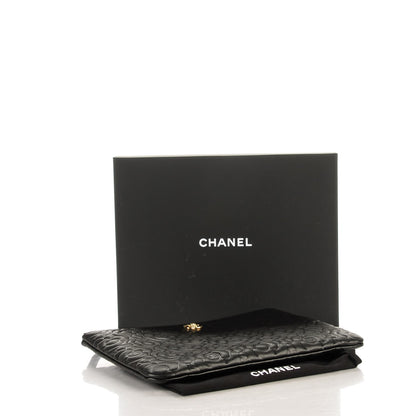 Chanel Caviar Camellia Embossed Medium Cosmetic Case Black 4 of 7