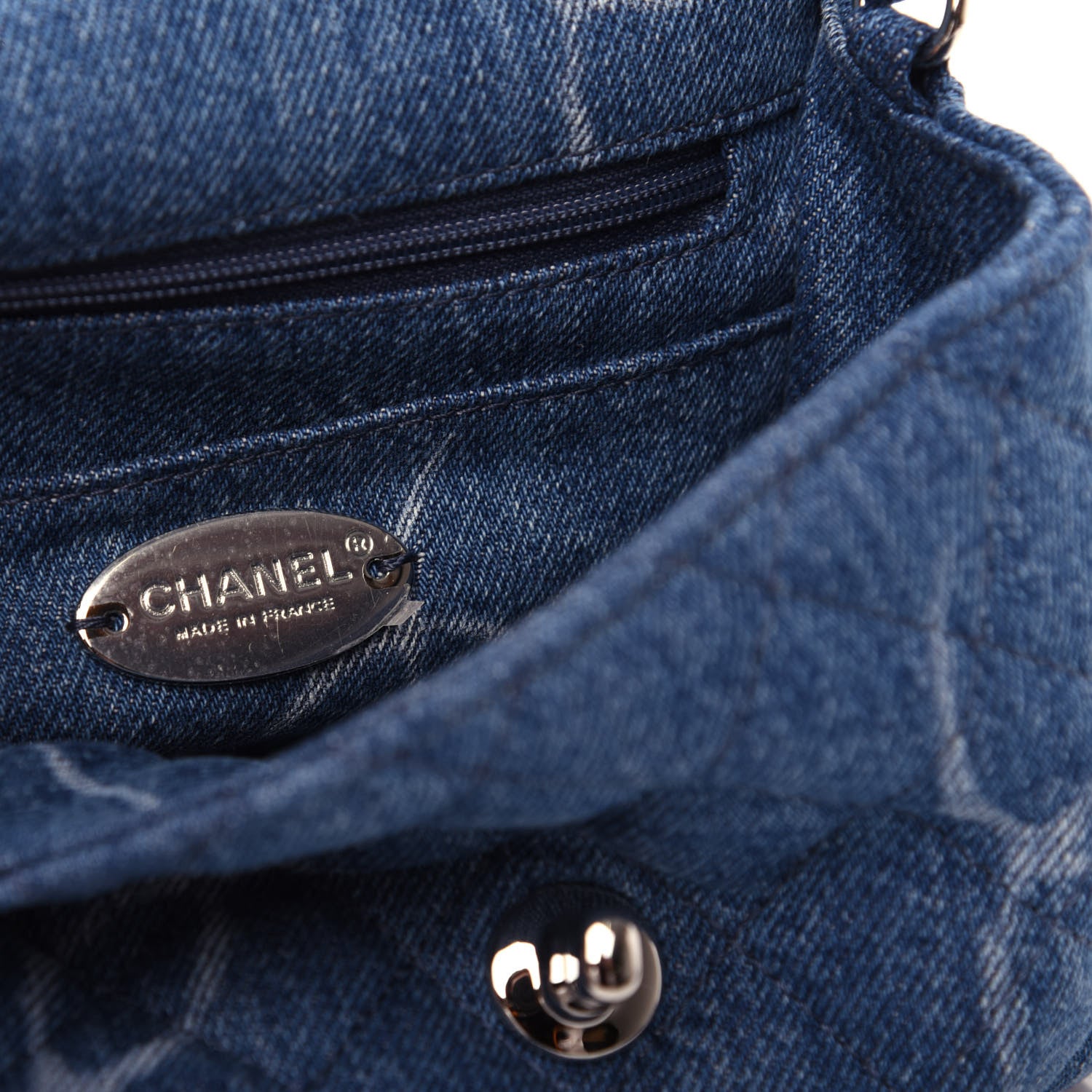 Chanel Denim CC Quilted Mini Square Flap Blue 6 of 10