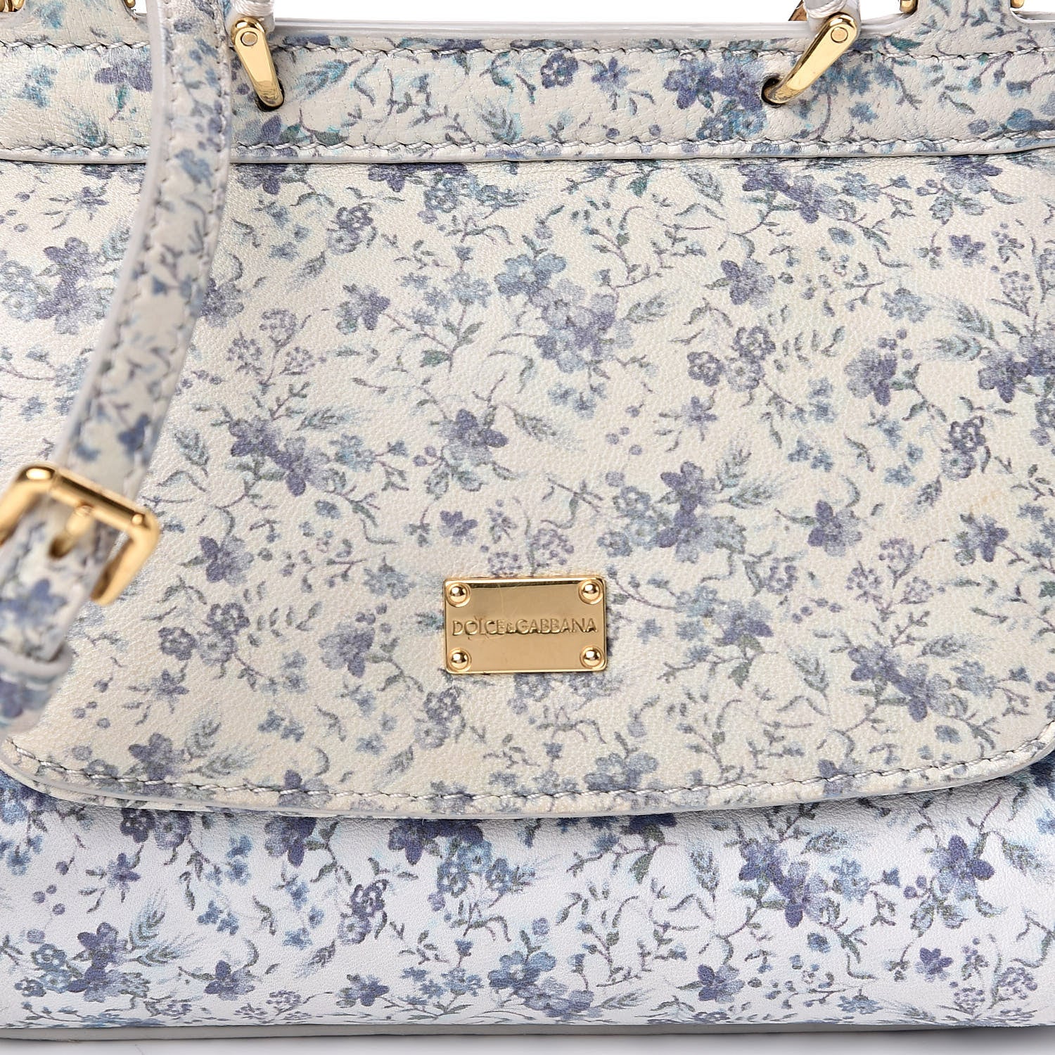 Dolce & Gabbana Dauphine Floral Print Micro Miss Sicily Satchel Blue White 10 of 10