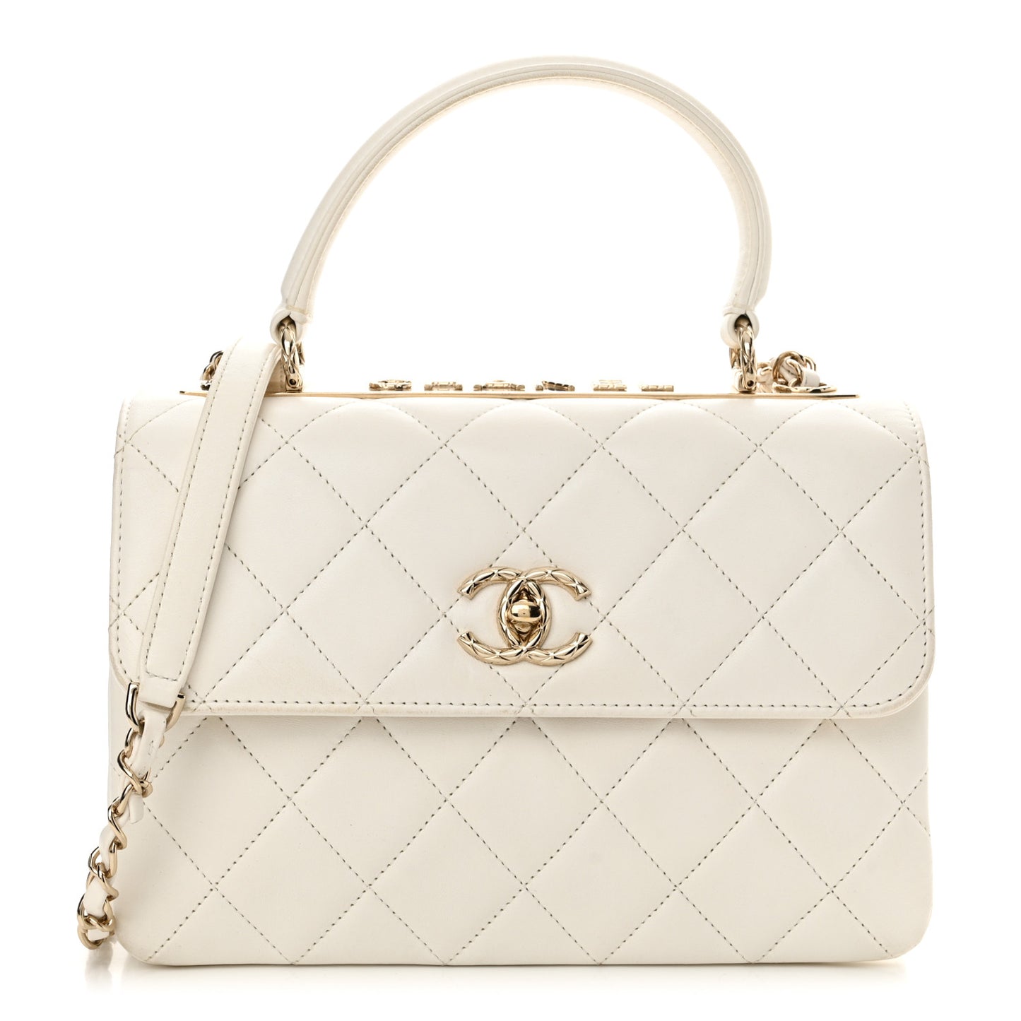 Lambskin Quilted Small Trendy CC Dual Handle Flap Bag White