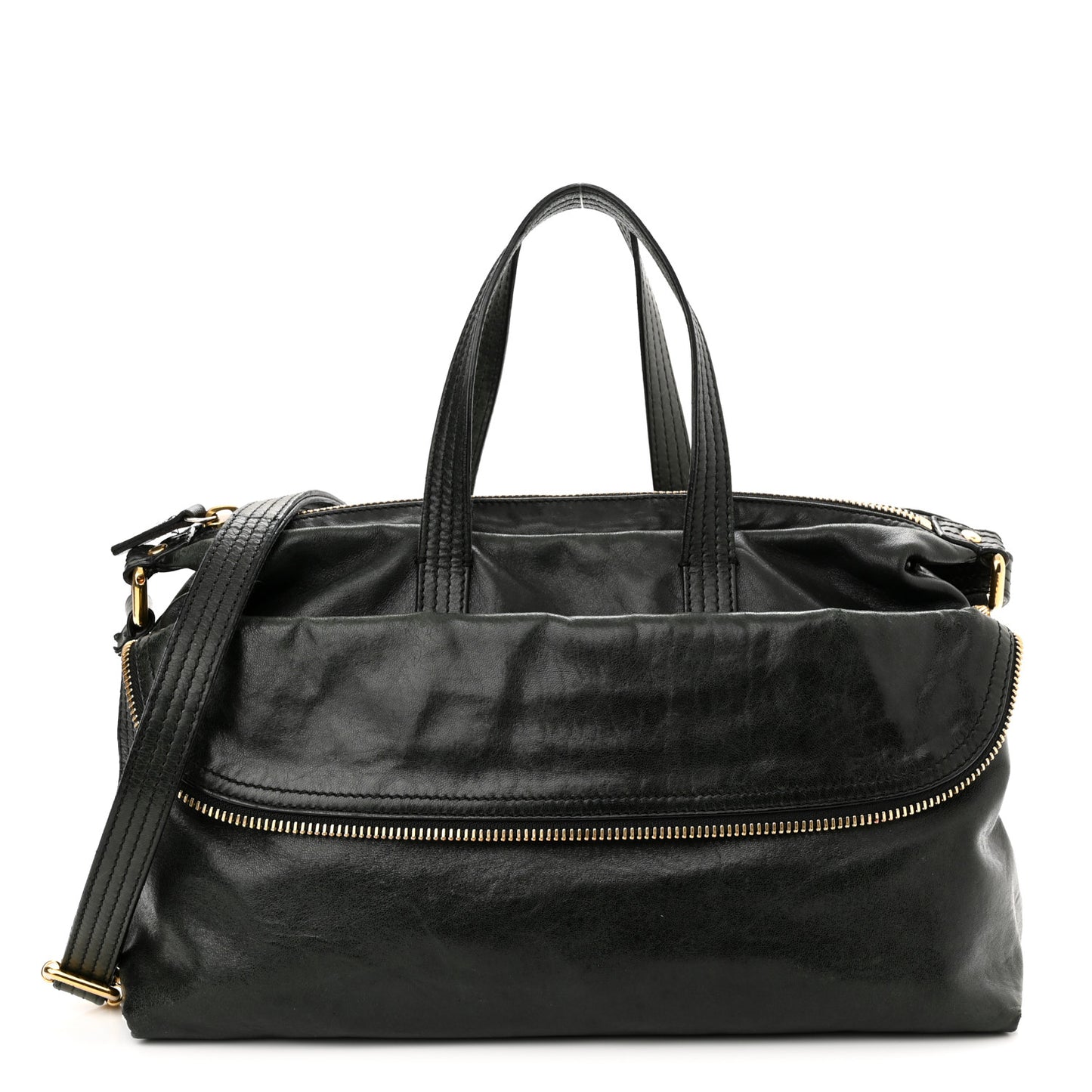 Goatskin Zip It Satchel Black