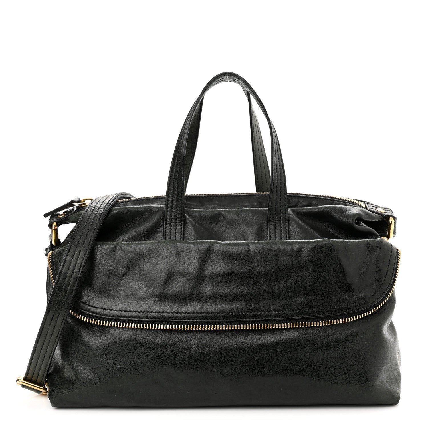 Fendi Goatskin Zip It Satchel Black 1 of 13
