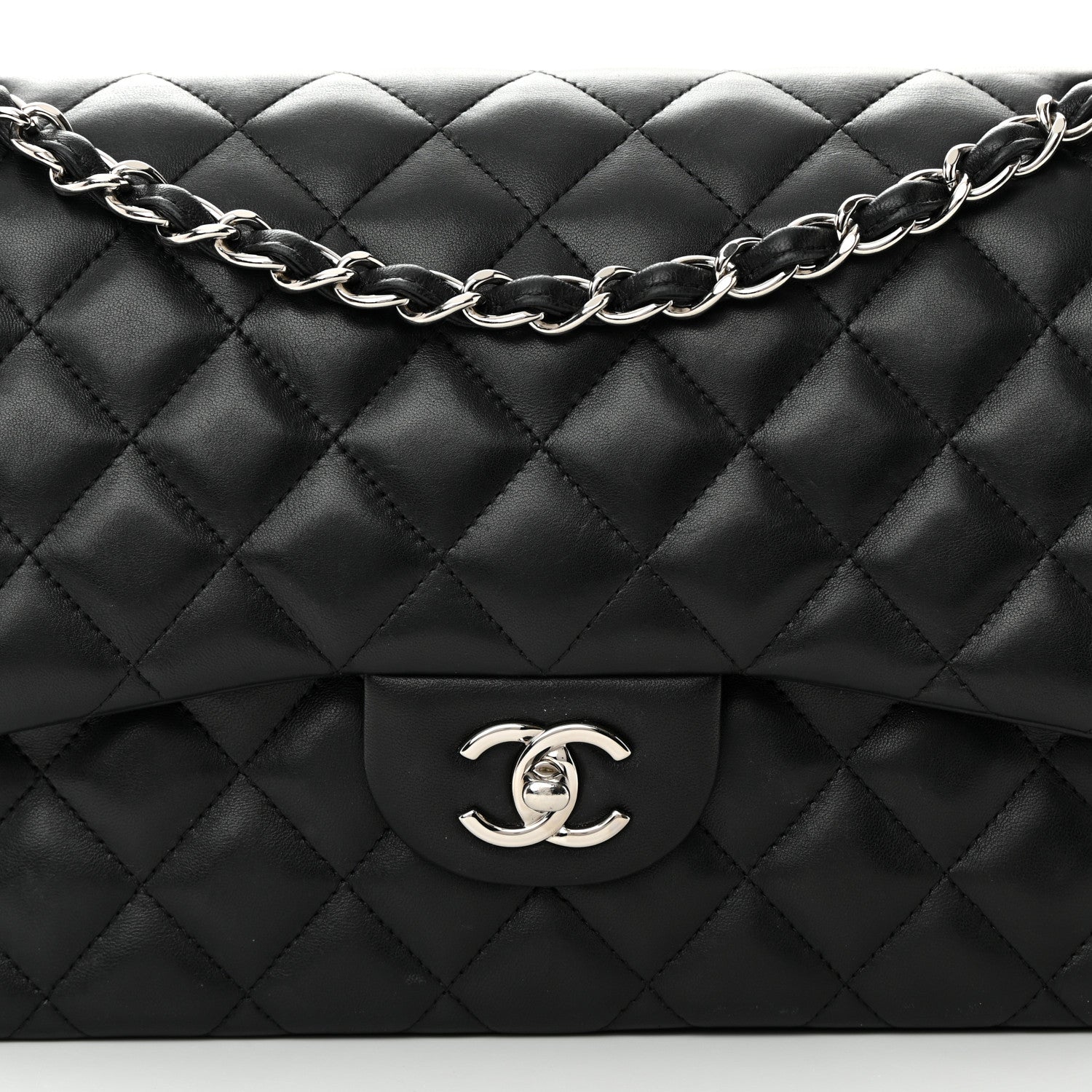 Chanel Lambskin Quilted Jumbo Double Flap Black 8 of 19
