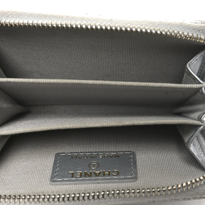 Chanel Metallic Lambskin Quilted Chanel 19 Zip Around Coin Purse Wallet Silver 5 of 10